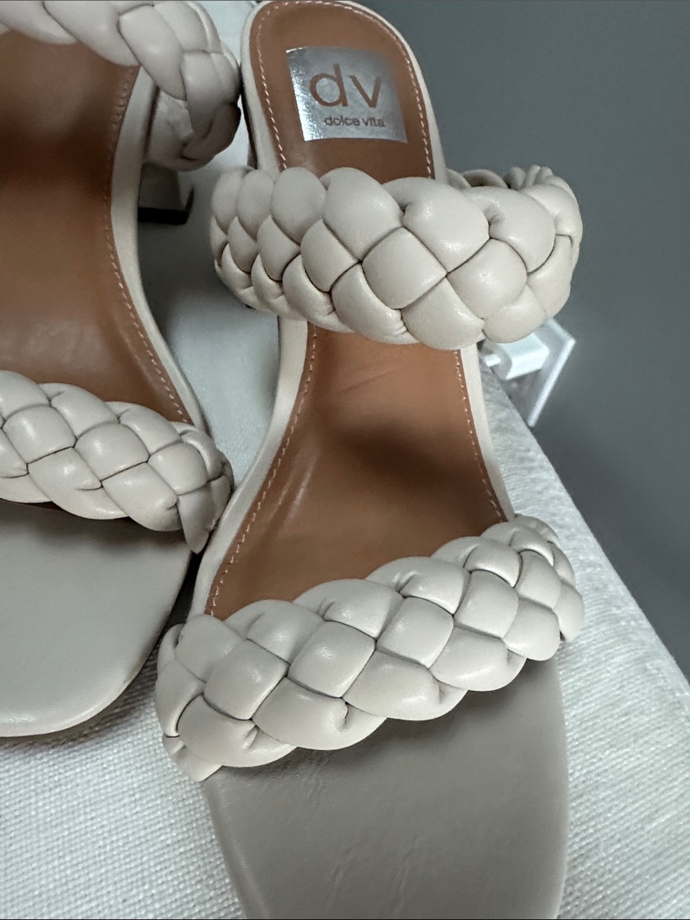 DV by Dolce Vita Braided Double-Strap Slide Sandals in Ivory